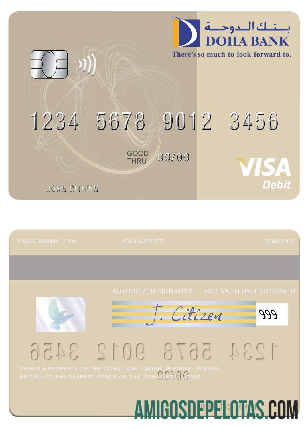 Qatar Doha Bank Visa Debit Card real example
